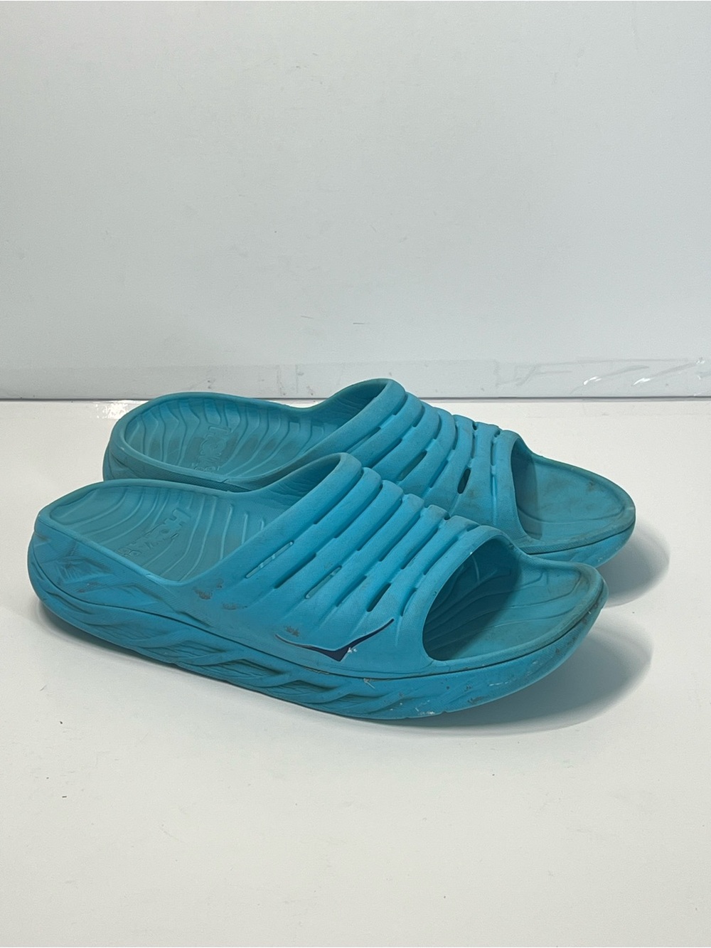HOKA Ora Recovery Slide Sandals Blue Turquoise Slip On Comfort Shoes
